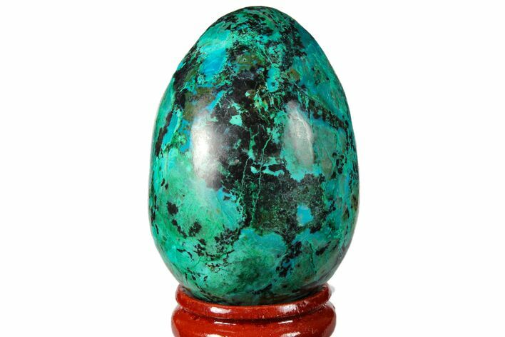 Polished Chrysocolla & Malachite Egg - Peru #133782